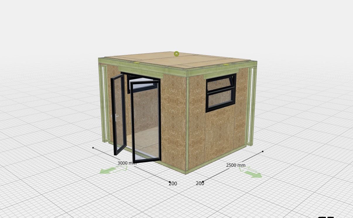 CAD model of a SIP OSB shell, side view