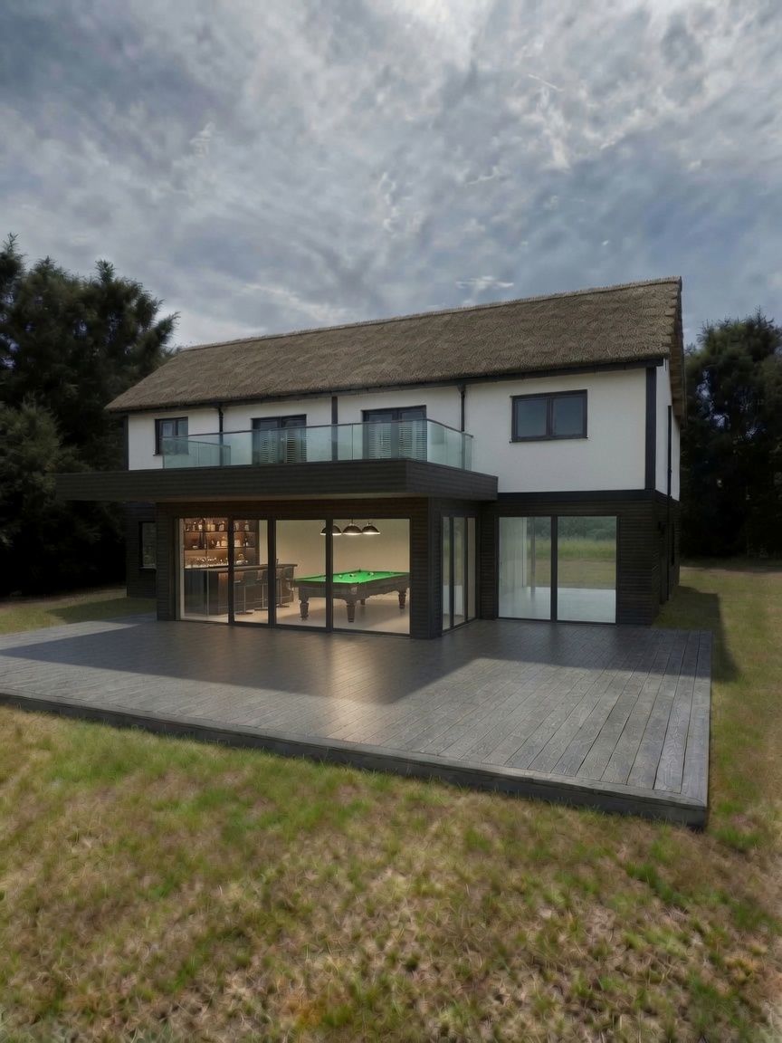 Windows in a slatted ground-floor extension