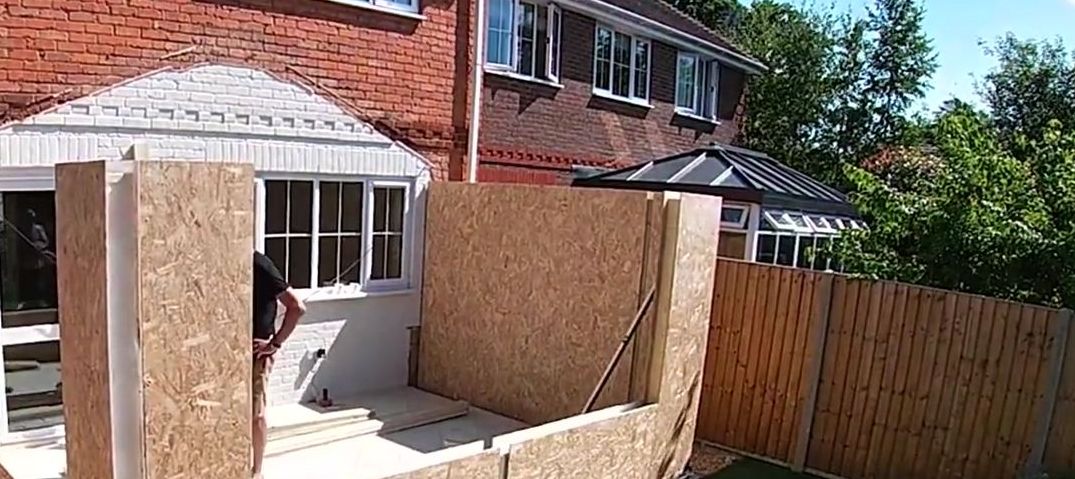 SIP panel extension walls standing on site